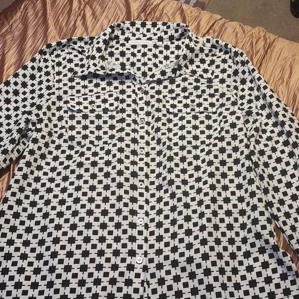 Notations Long Sleeve Button Up Blouse, Like New Size Large